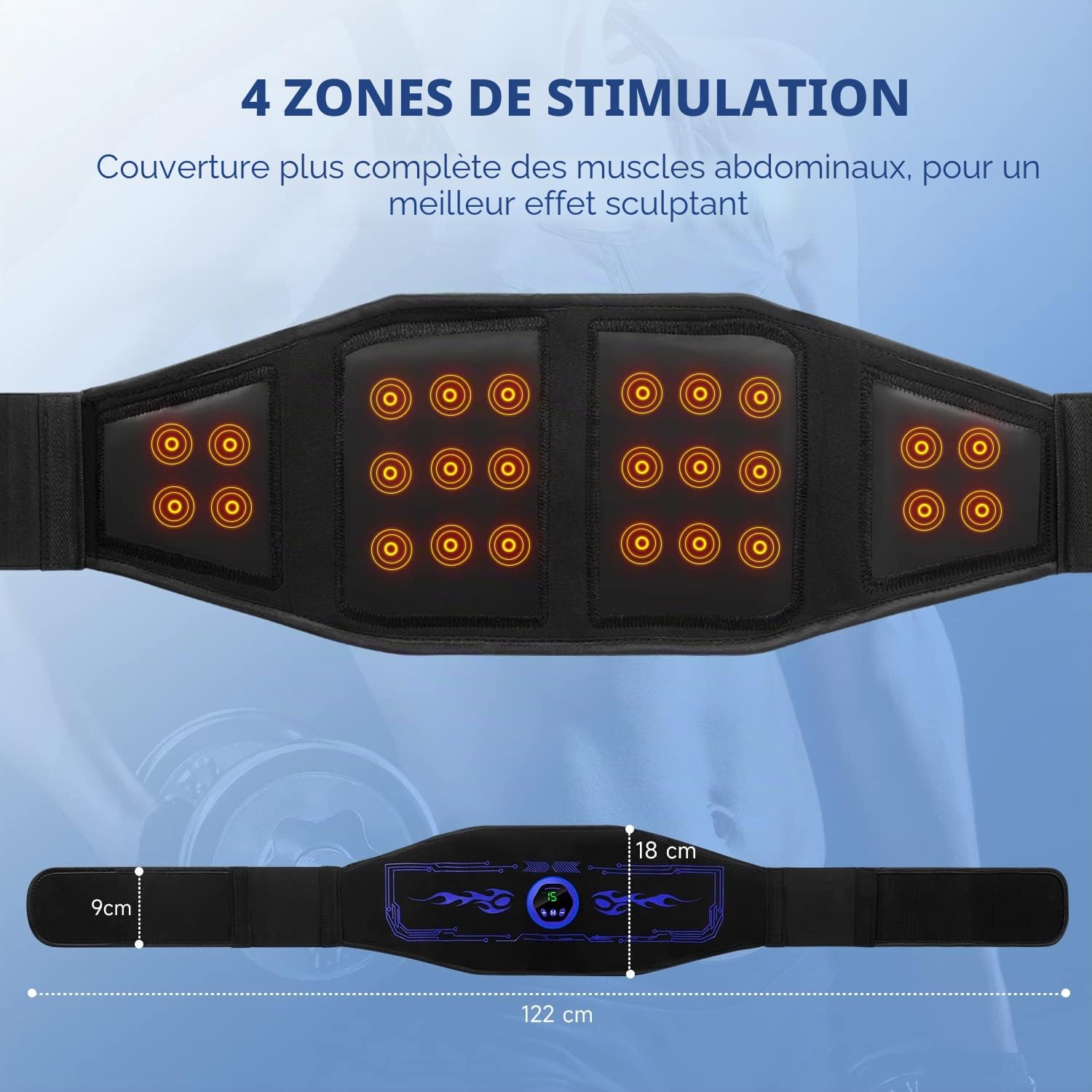 EMS Appareil de musculation électrique pour abdominaux EMS Appareil de musculation abdominaux EMS Traduction abdominale - Non interchangeable - 6 modes d'entraînement stimulateur musculaire pour hommes et femmes - Appareil d'entraînement pour la maison