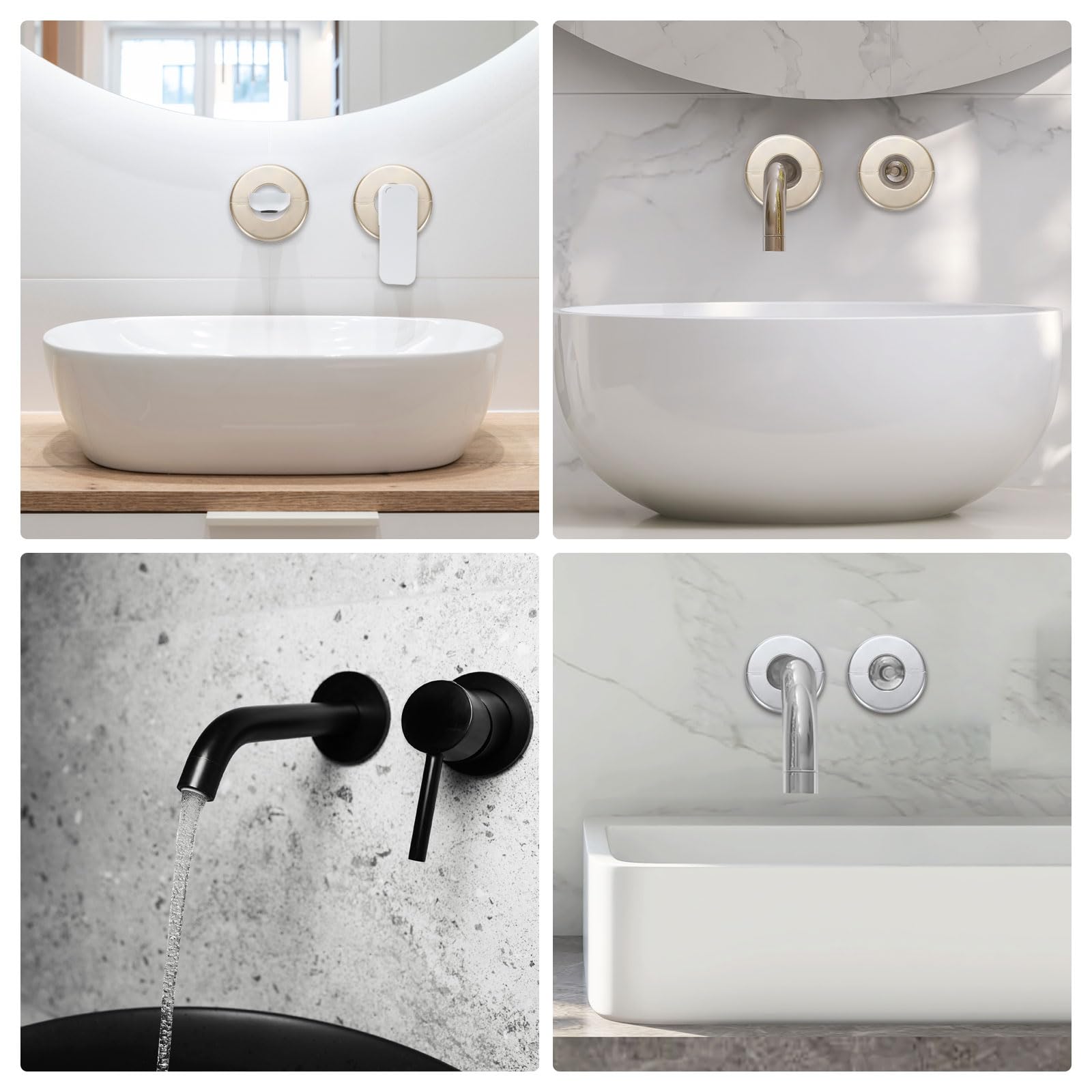 QUARKZMAN 4er Set Rohr-Abdeckungen Selbstklebend - Weiße Wandlochabdeckung Für 51mm Rohre - Schnell Montiert & Sauber Versteckt