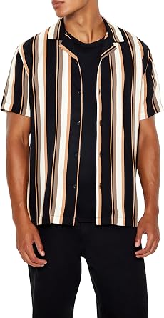 Forever 21 Mens Striped Rayon Shirt