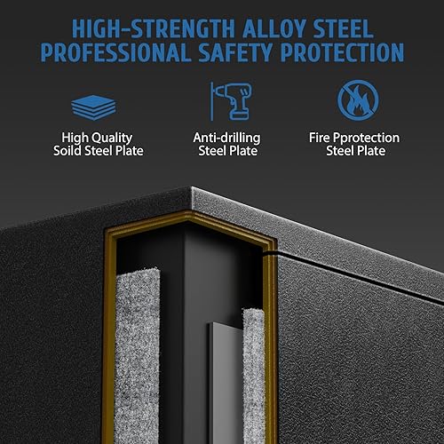 Miniatura 5 de WASJOYE Caja de seguridad biométrica ignífuga  3.3 pies cúbicos de seguridad de huellas dactilares con bloqueo de teclado digital y sistema de