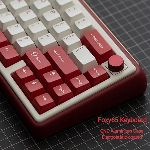Miniatura 2 de Chilkey Foxy65 Teclado mecánico con perilla, montaje en junta, teclado mecánico inalámbrico de aluminio 65%, BT5.02.4GHzUSB-C, intercambiable en