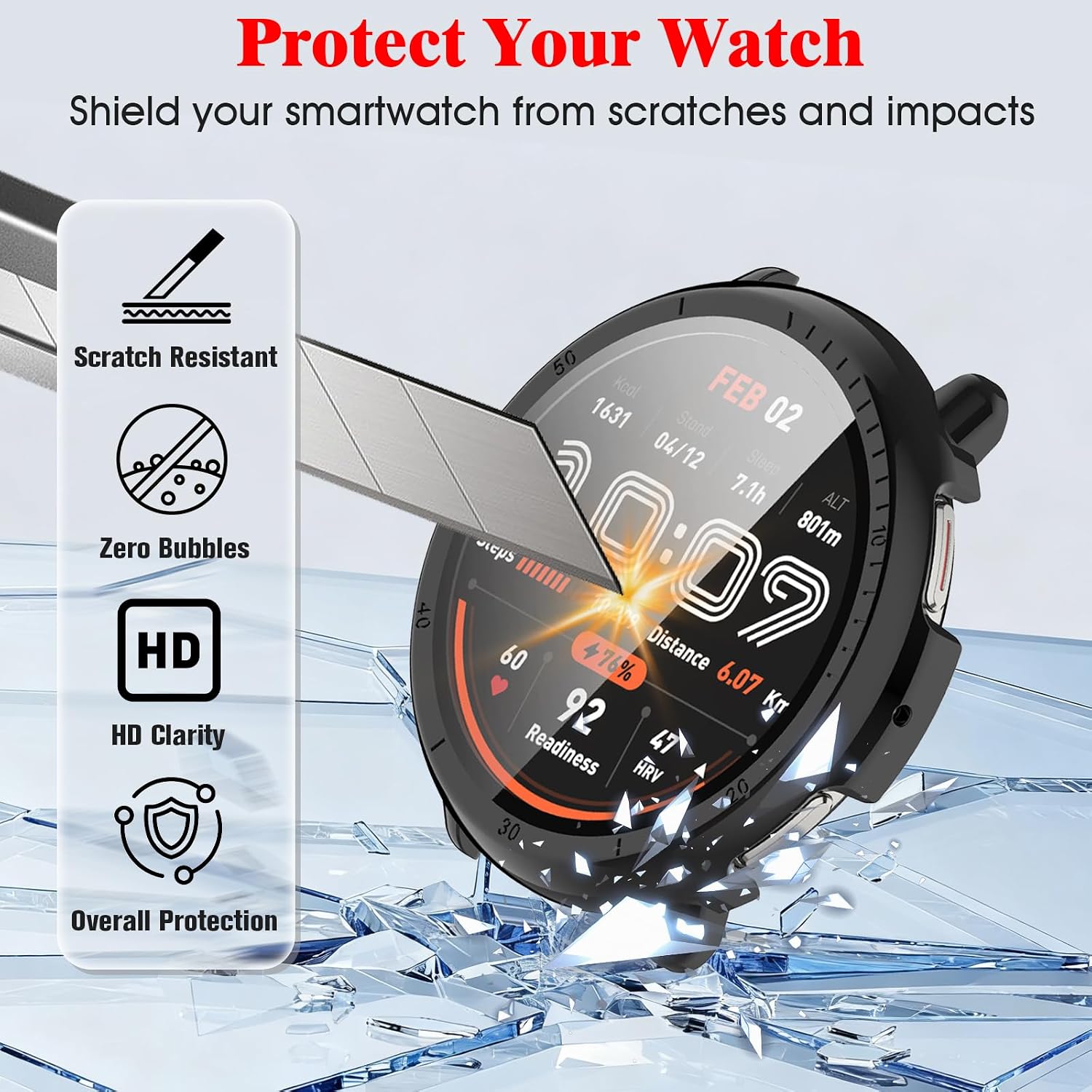 2 Pack for Amazfit Active 2 Round Smartwatch Hard Screen Protector Case image 5