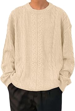 Jumpers for Men, Crew Neck Jumper Men Mens Basic Knit Regular Fit Classic Cotton Sweater Crewneck Cable Cotton Jumper Pullover Sweater Tops for Men Mens Chunky Knit Jumper