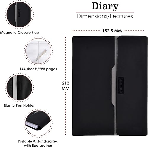 Miniatura 4 de Plan.A.Day Agenda de oficina de lujo para hombres y mujeres, 288 páginas, planificador de papel grueso de 3.17 ozm, diario de escritura de cuero