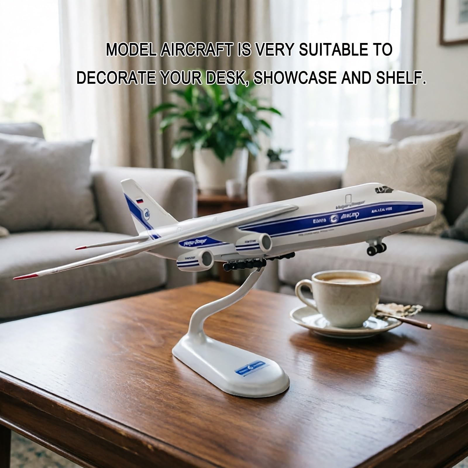 Modello aereo trasporto russo An-124 in scala 1:400 Aereo statico lega pressofusa ad alta precisione con espositore, perfetto for gli appassionati di aviazione Collezionisti di modelli
