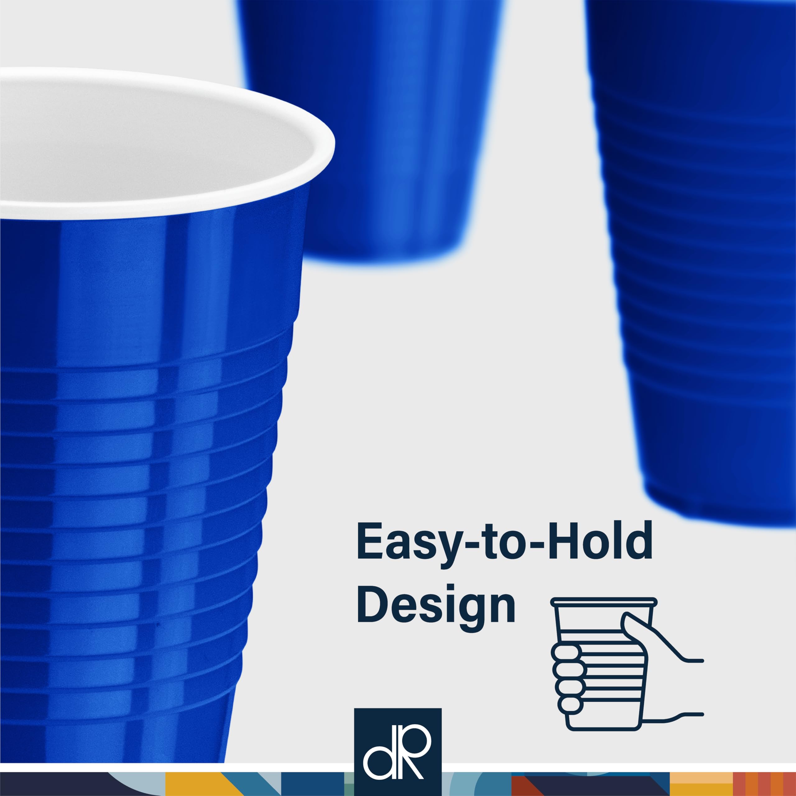 Amazon.com: DecorRack Blue Plastic Cups, 12 oz Disposable Cups, Reusable  Party Supplies (120 Count) : Health & Household