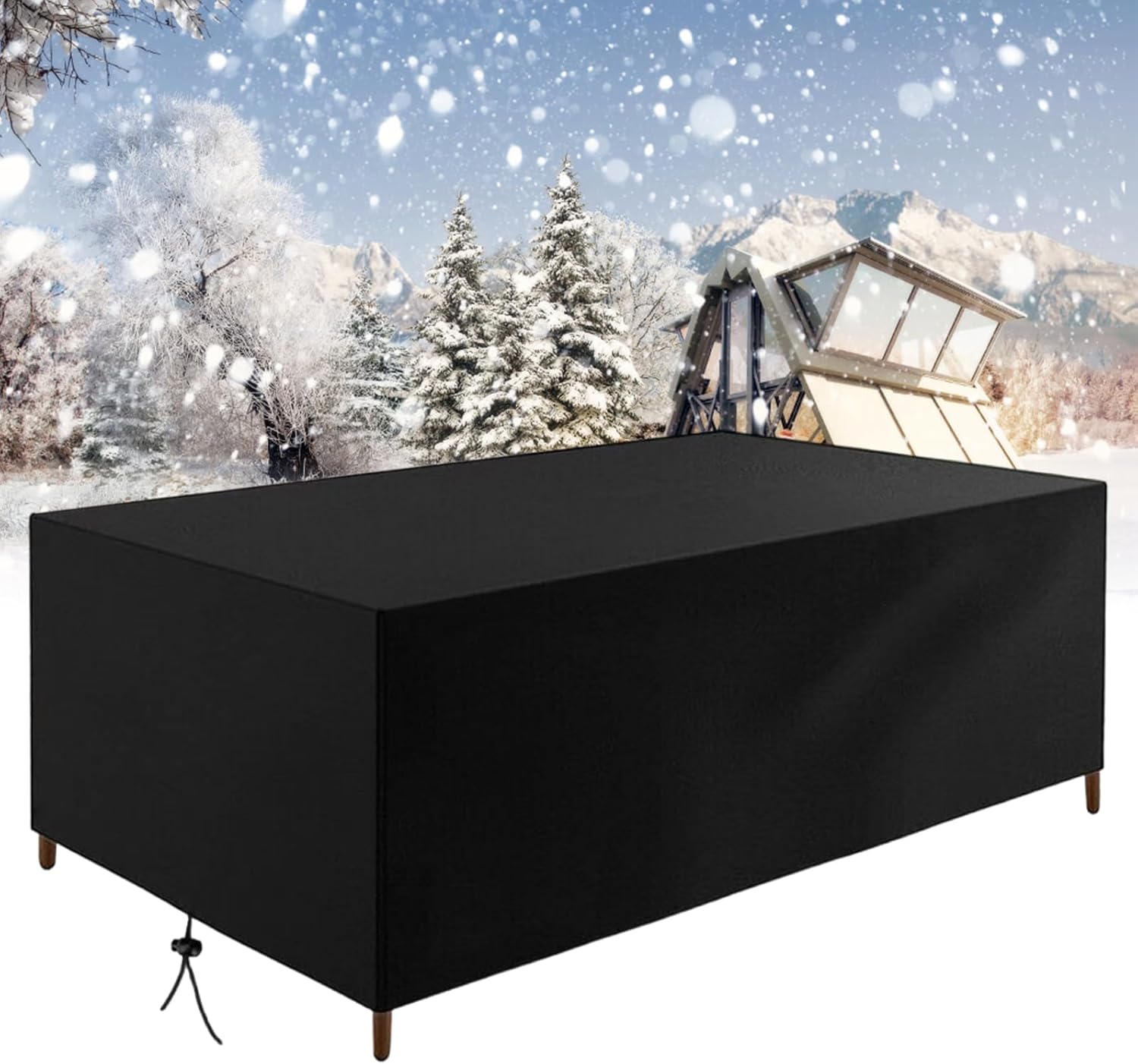 Patio Furniture Covers 115" Lx47 Wx28 H Waterproof Rectangle Outdoor Furniture Cover, All Weather 420D Heavy Duty Oxford Patio Table Cover, Anti-UV Outside Sectional Sofa Set Covers, Black