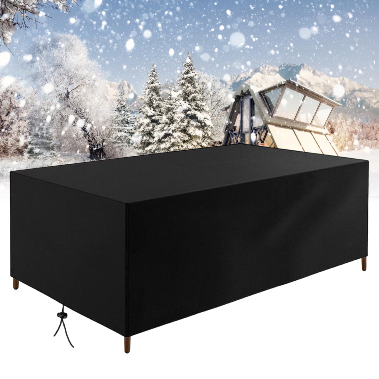 Housse de protection pour table et chaise contre la pluie bâche de jardin noire 195x195x74 cm