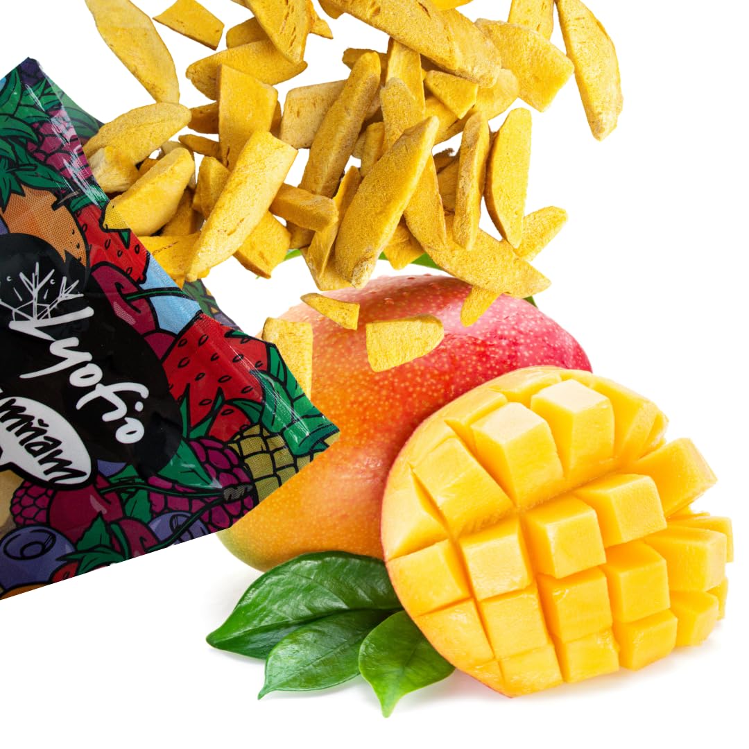 Lyopro Gefriergetrockneter Fruchtmix 500 g (5 × 100 g) – Mango, Erdbeere, Ananas, Pfirsich & Kokos – 100% Frucht, Ohne Zuckerzusatz, Vegan, Glutenfrei