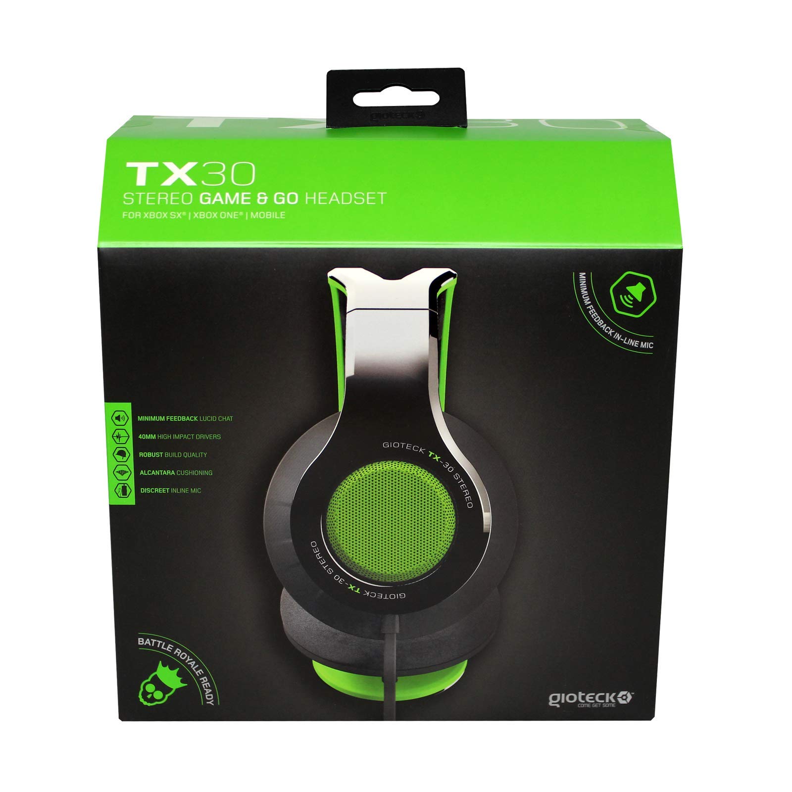 Gioteck - Tx30 - Cascos Gaming, Cable Audio Jack 3,5 Mm, Control de Sonido, Driver 40 Mm, Cascos con Microfono para Ps4, Xbox One, Nintendo Switch y PC (Verde y Negro) (Ps4)