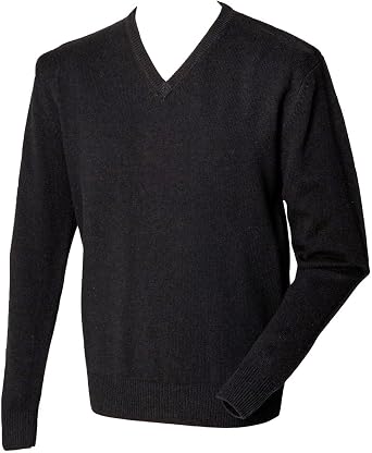 Henbury Lambswool Mens V Neck Jumper 