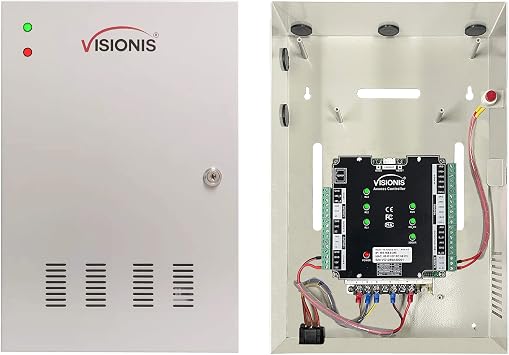 Two Door Network Access Control System Panel Controller Board and Power Supply Cabinet for 2 Doors Security with TCP/IP Wiegand and Desktop Software 20,000 Users - Visionis VIS-AXESS-2D-ETL Version 2