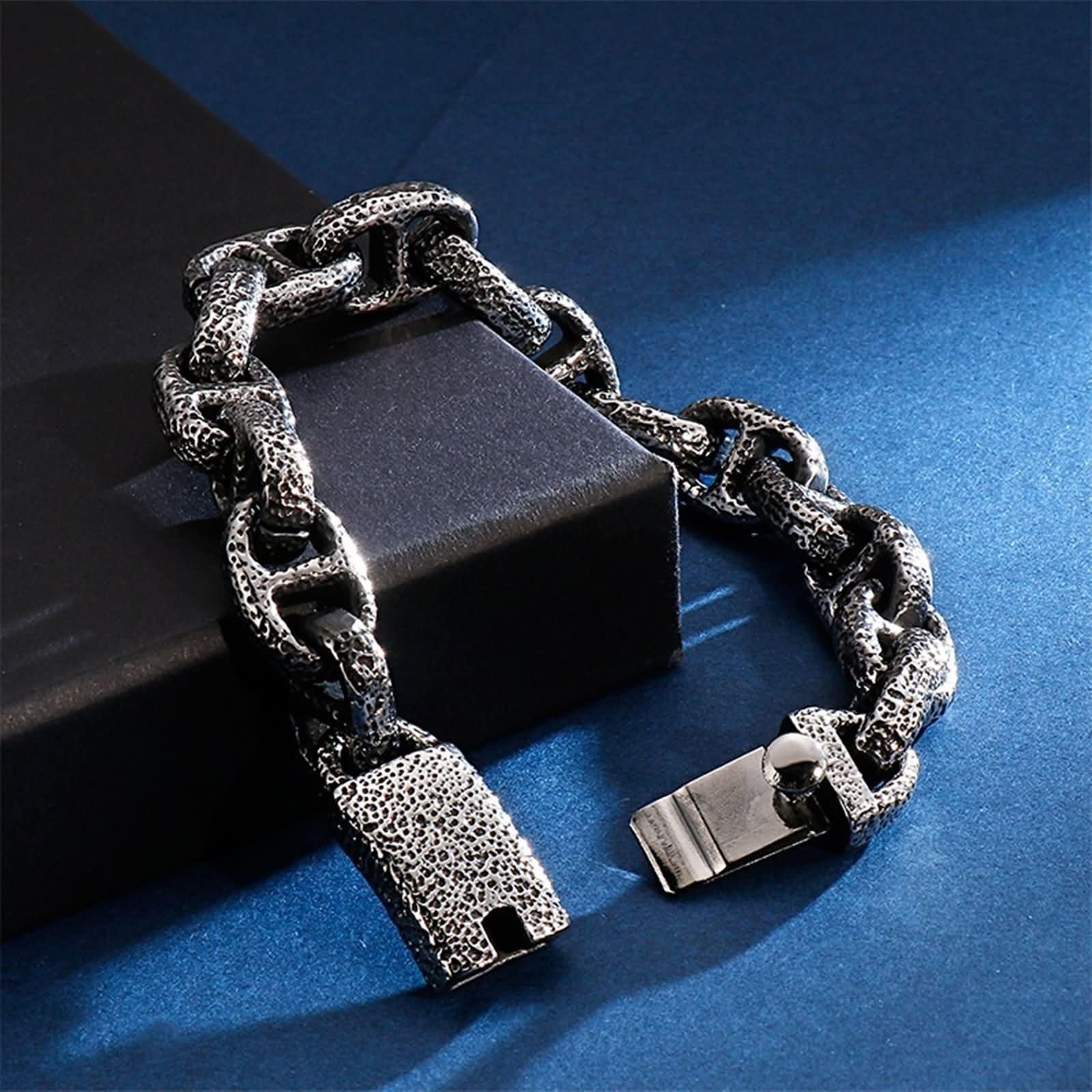 Armbänder Schwarz Herren,Armreifen Herren Edelstahl 13MM Uhrenarmband Kette Armbänder Herren Schwarz