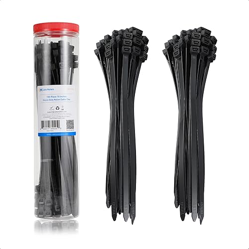 Cable Matters Paquete de 100 bridas resistentes de 120 libras de resistencia a la tracción de 10 pulgadas (cremalleras de plástico para interiores y