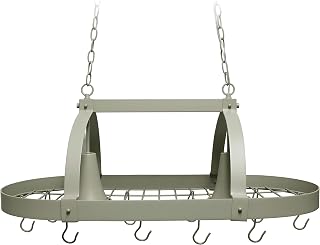 Elegant Designs PR1000-SLT Home Collection 2 Light Kitchen Pot Rack with Downlights, Slate Gray