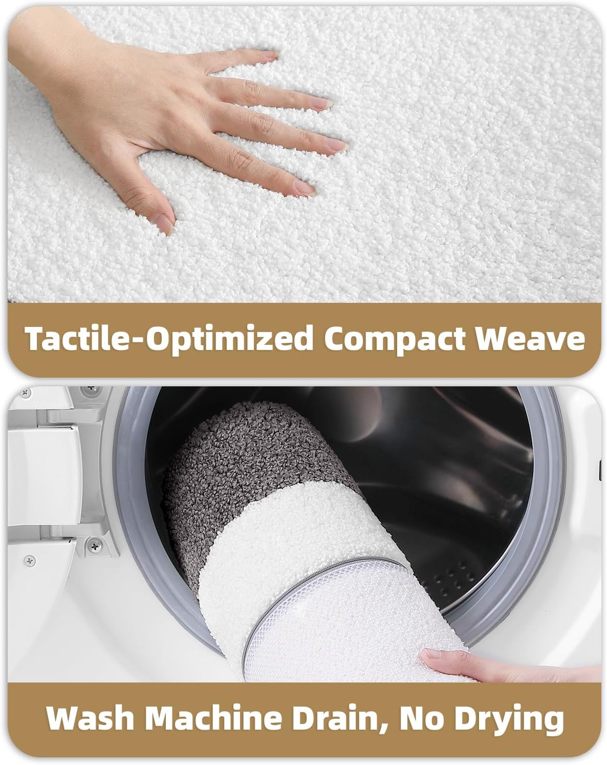 Color&Geometry Ultra Soft Bathroom Rugs Non Slip with Rubber Backing,Absorbent Washable Bath Mat Quick Dry,Microfiber Plush Carpet for Shower Floor,Bathtub,White and Grey,24"x43"