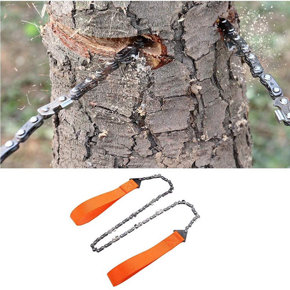 Tragbare Kettensäge, Handsäge, Kabelsäge für Survival, Camping, Jagd, Stahl, bidirektionale Klinge, leicht zum Schneiden des Zweiges (11 Zähne, 103 cm)