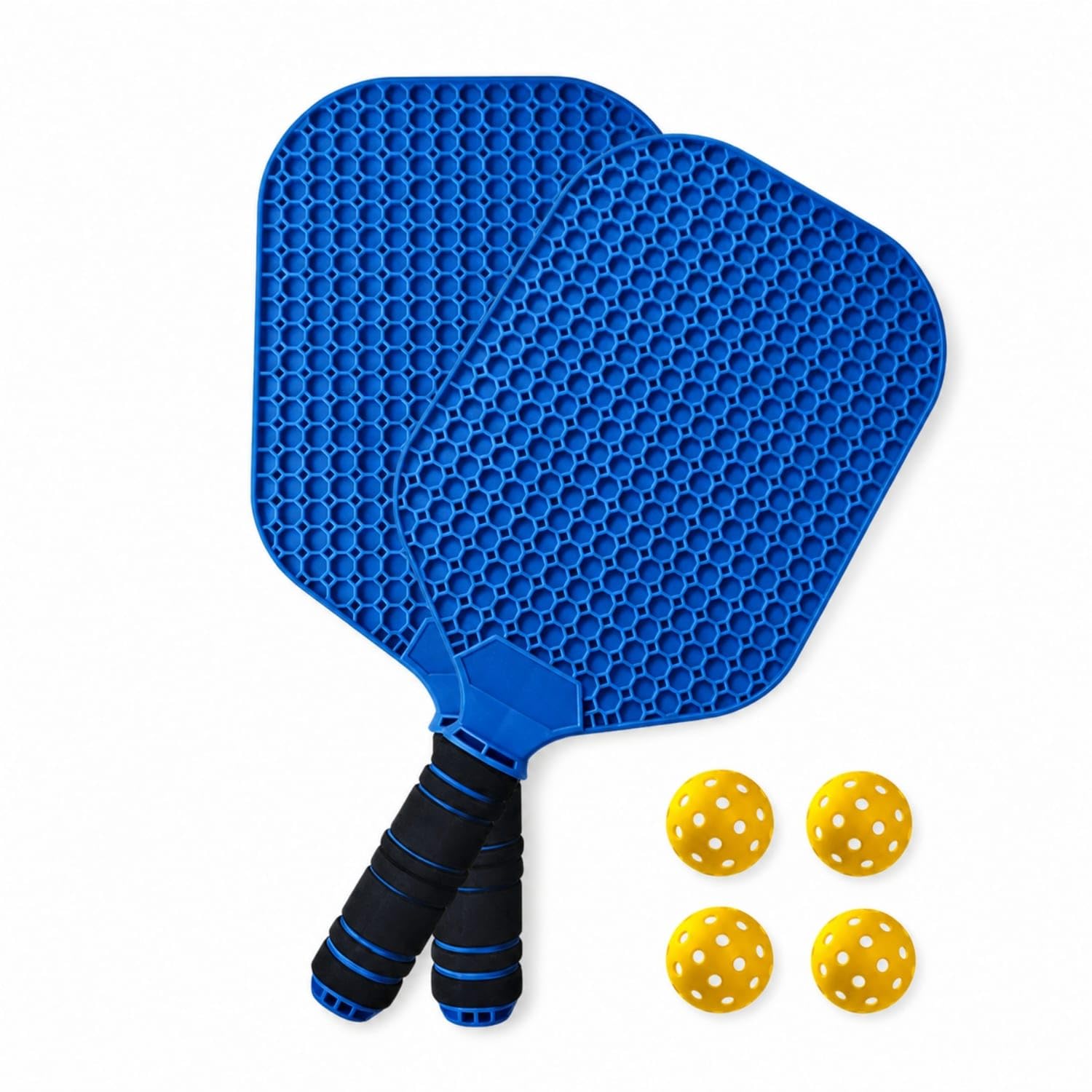 Perforated Pickleball Paddle Set with Balls Honeycomb Pickleball Set with Balls One-Piece Rackets Abrasion-Resistant for Beginners, Students, Backyard, Training, Blue 2 Paddles 4-image-27