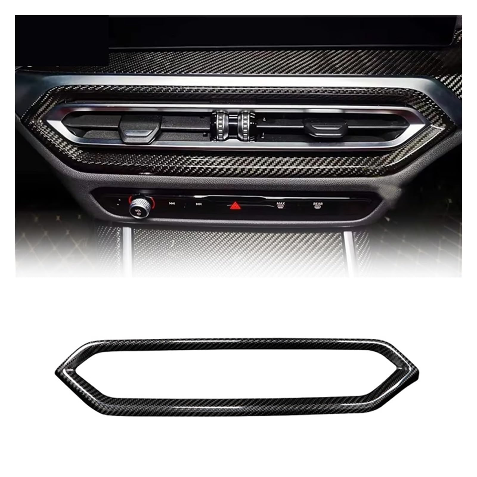 Compatible for BMW 2 3 4 Series G42 G20 G28 G22 G26 M2 G87 M3 G80 M4 G82 2022-2023 Real Carbon Fiber Car Central Control Cover Accessories(Style 5)