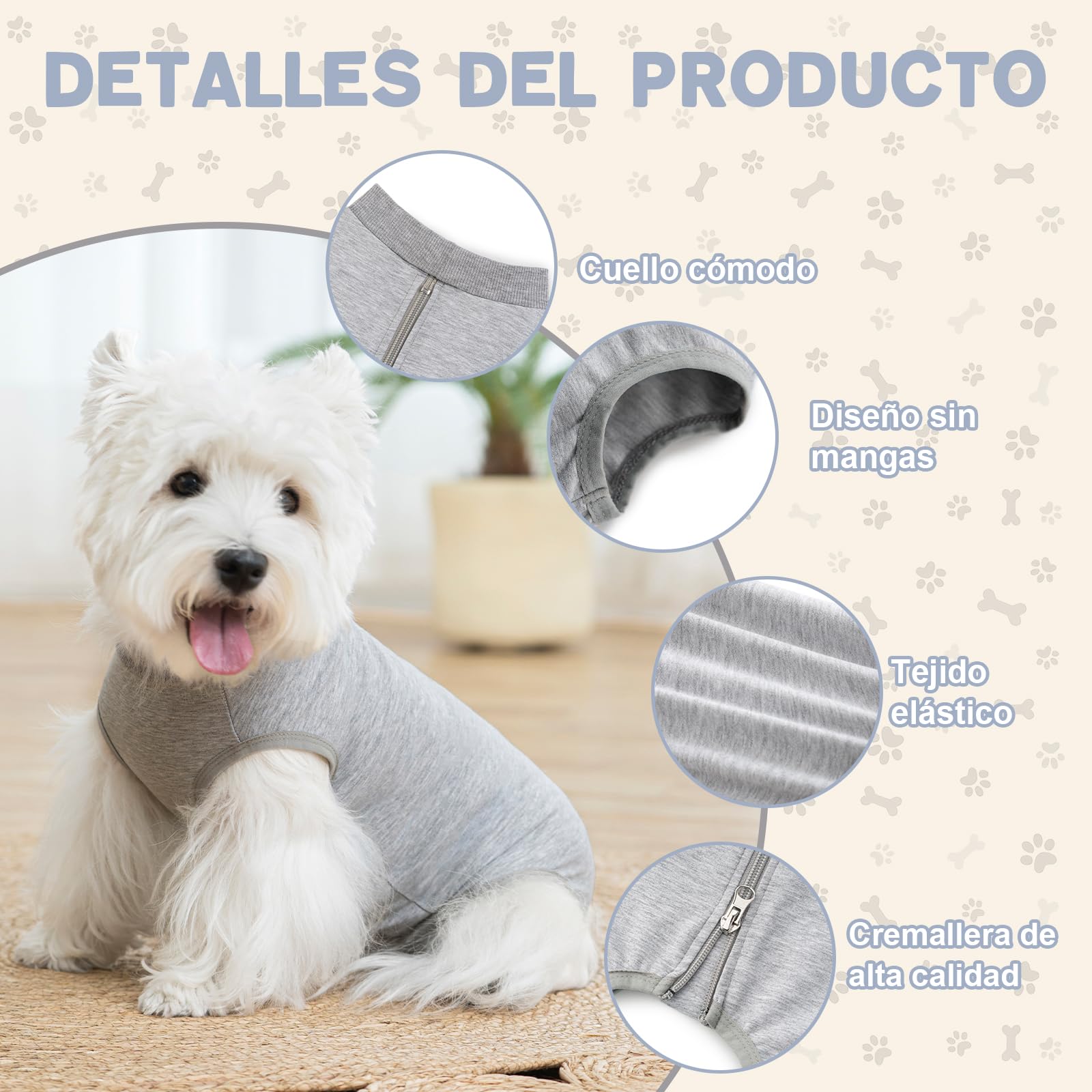 FEimaX Traje de Recuperación para Perros Después de la Cirugía Body Postoperatorio Perro Protector de Heridas Abdominales Chaleco de Recuperación Quirúrgica para Perros Gatos Machos y Hembras