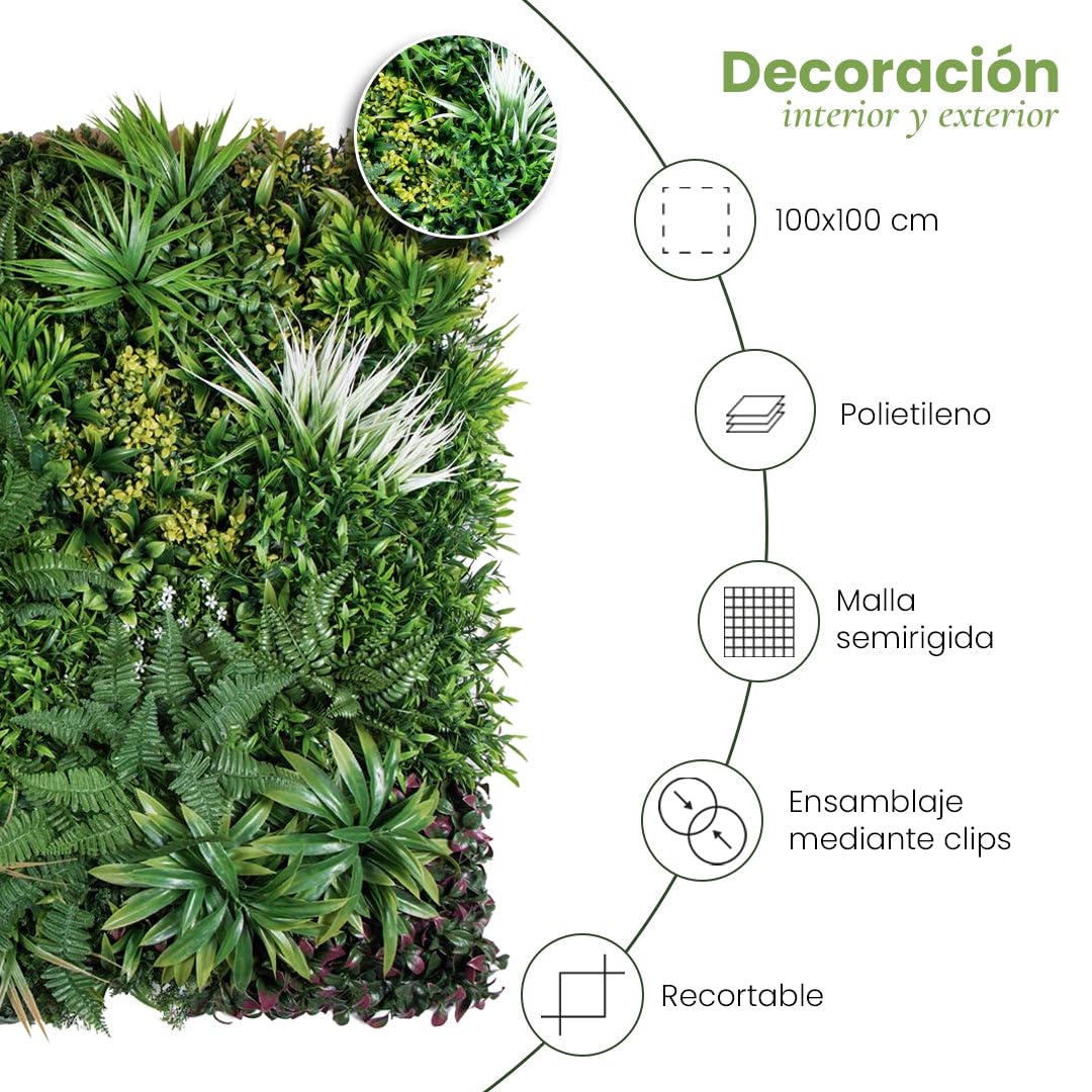CATRAL Jardín Vertical Sauvage para Jardín y Terraza Exterior 100X100CM | Producto Nortene Para Jardín, Terraza Y Exterior, Resistente Y Duradero Para Uso Exterior Continuado. Fácil Instalación