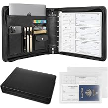 Toplive Zippered 7 Ring Business Checkbook Binder Extra-Large, 2Pack 7-Hole Pouch, 600 Checks Capacity, PU Leather Check Book Binder Cover with Multi-Pocket Design for Office & Business Use, Black