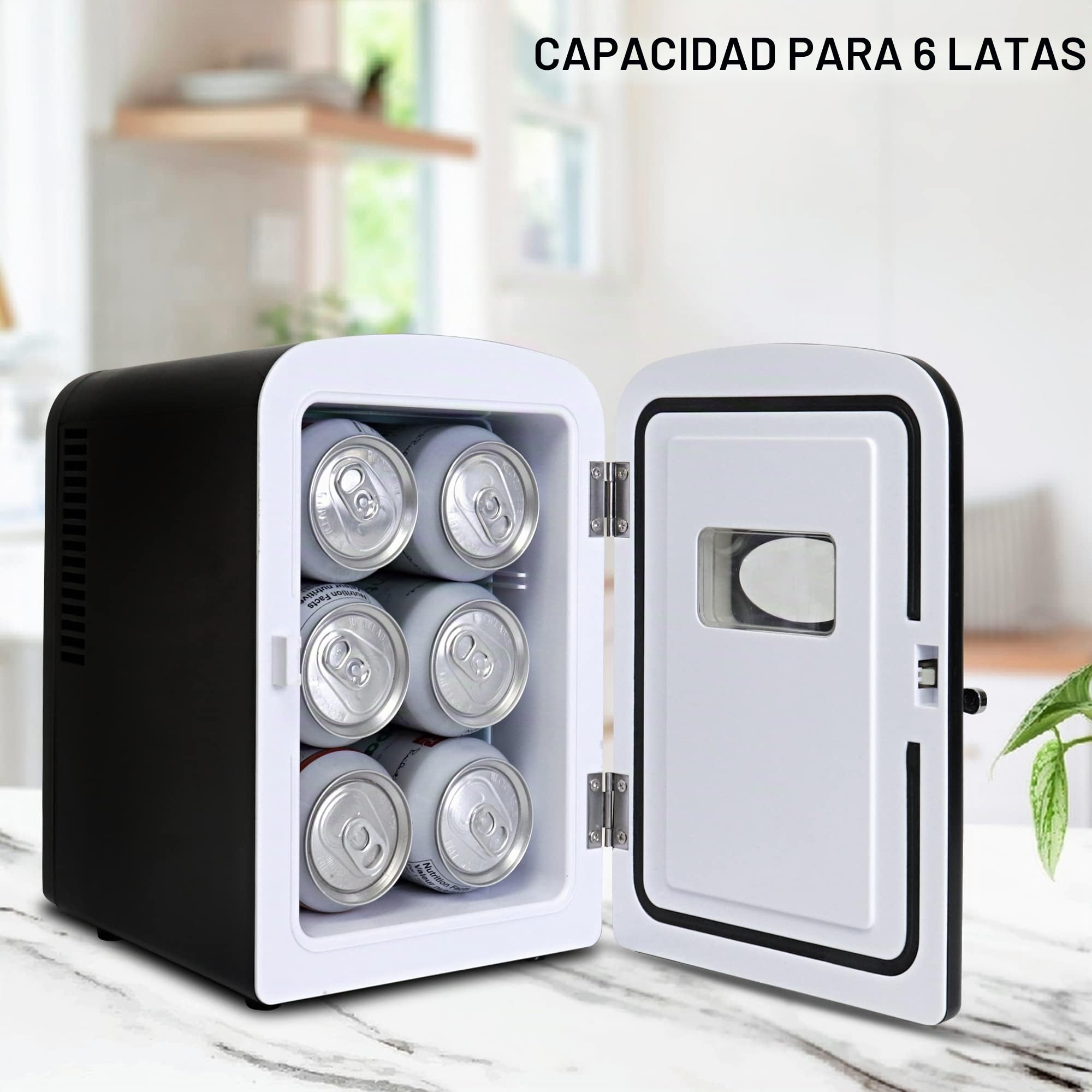 Koolatron Coca Cola Mini nevera de dormitorio 4L / 6 latas de mesa portátil pequeña nevera termoeléctrica (negro)