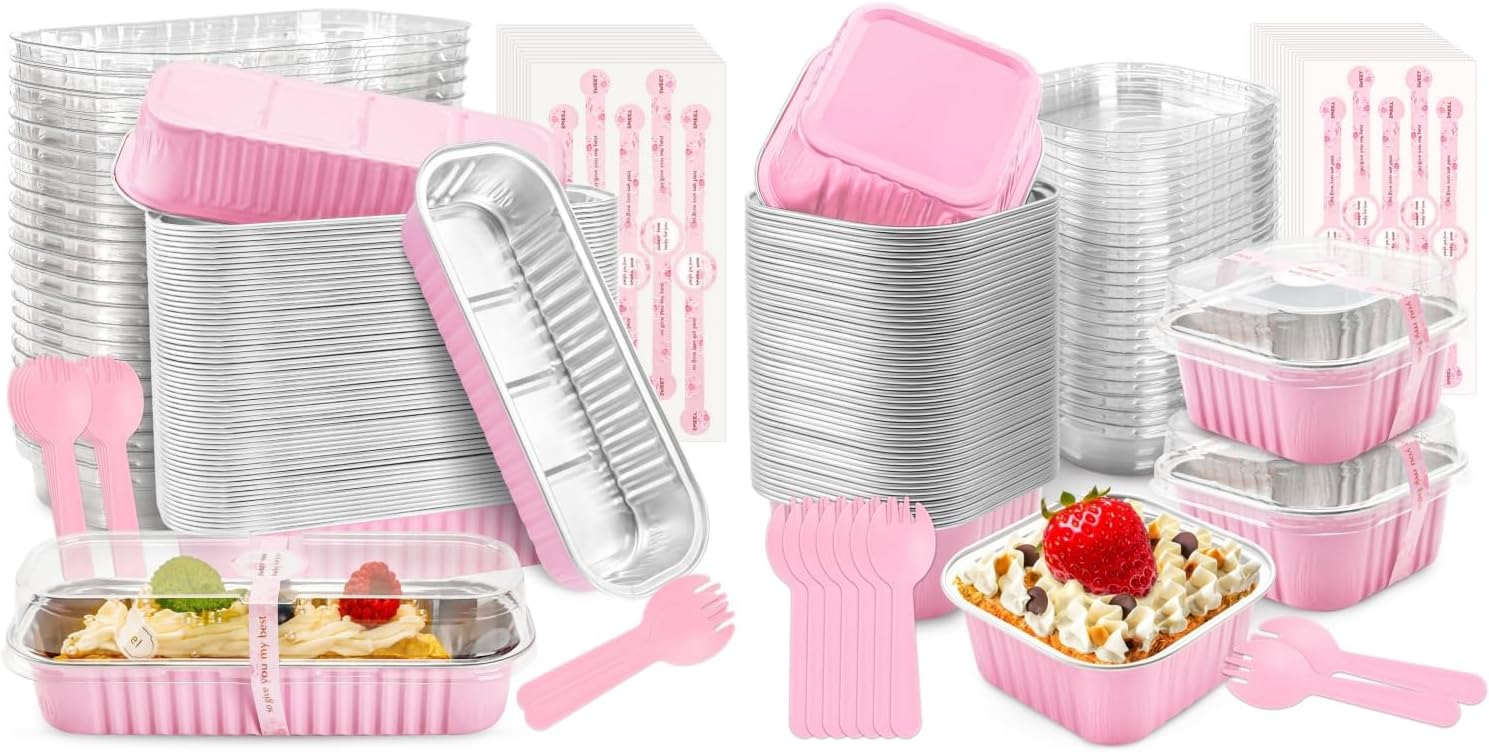 Bundle of 60 Pack Mini Loaf Pans and 50 Pack Mini Cake Pans