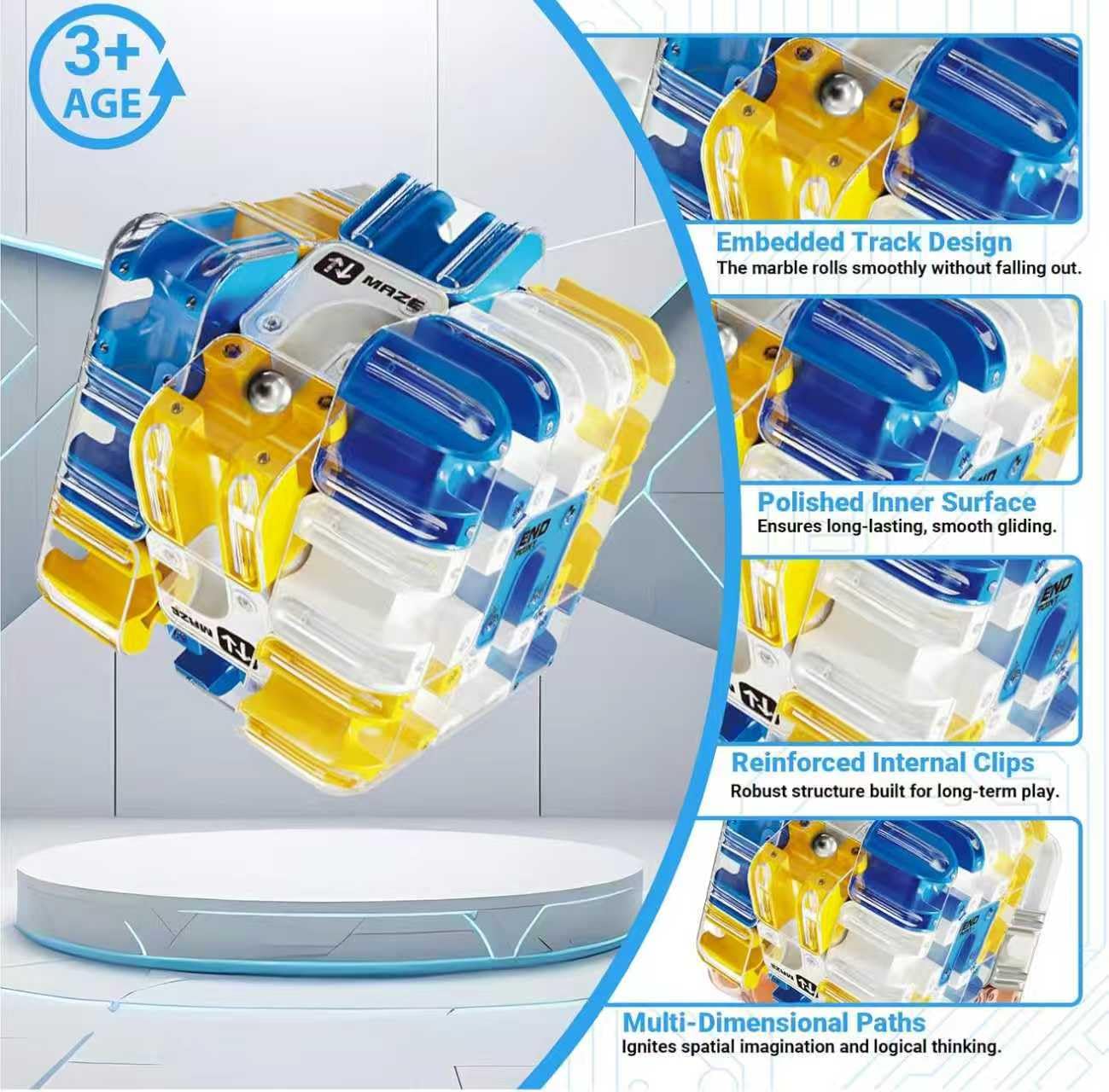 Large Labyrinth 3D Maze Cube, Puzzle Cubes Mazes Game, 3x3 Logical Challenge Maze Game for Stress Relief & Logic Development - Image 3