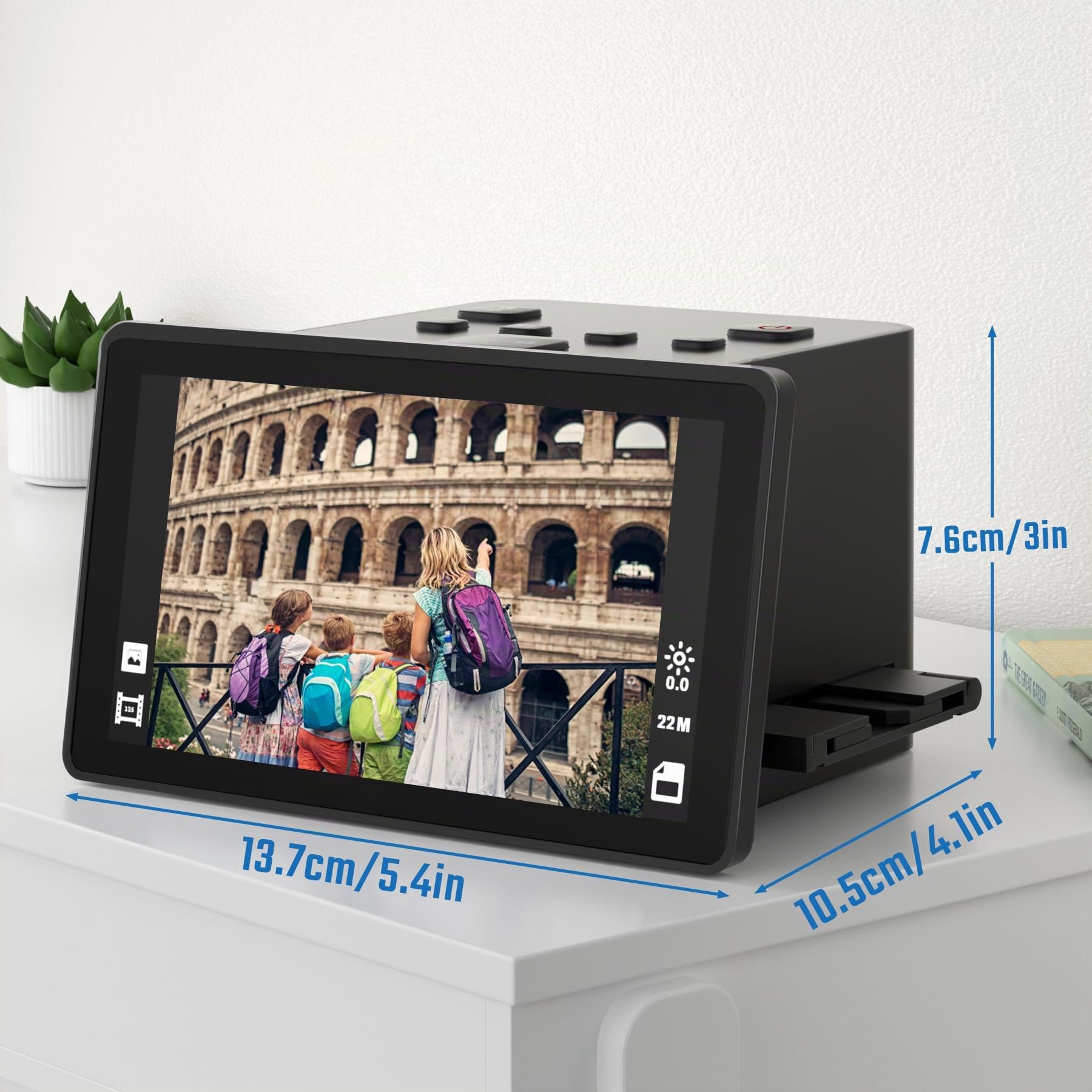 Escáner digital de películas y diapositivas con gran pantalla LCD de 5 pulgadas, escáner negativo y escáner de diapositivas para digitalizar, convierte 135, 126 KPK, 110 negativos y película Super 8 a