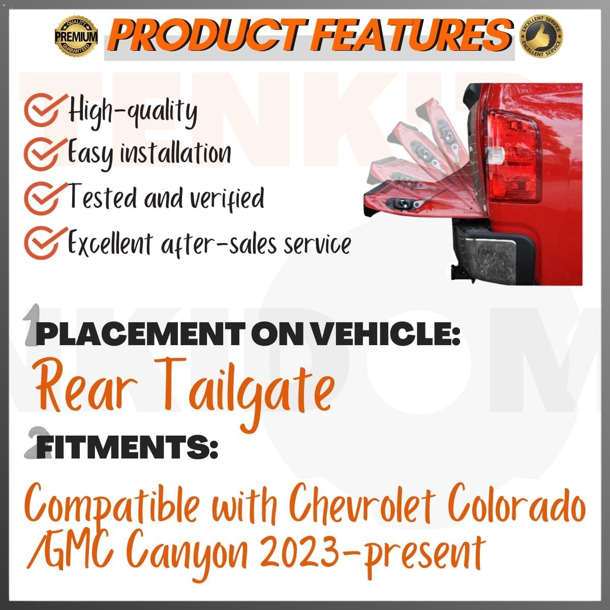 Pickup Tailgate Assists Compatible with Chevrolet Colorado 2023-present Carbon Fiber Lift Supports Rear Gas Dampers Springs Kit No-Drill Bolt-on 1PCS