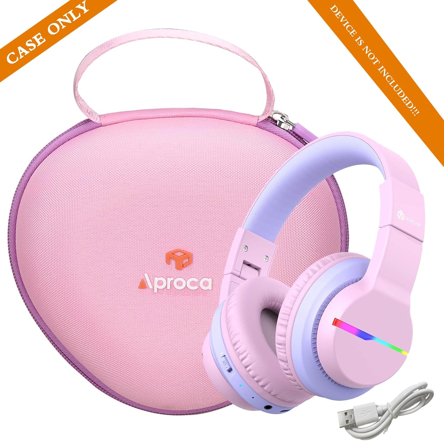 Aproca Pink Hard Storage Case, for iClever BTH12 / iClever BTH20 Kids Bluetooth Headphones - Image 5
