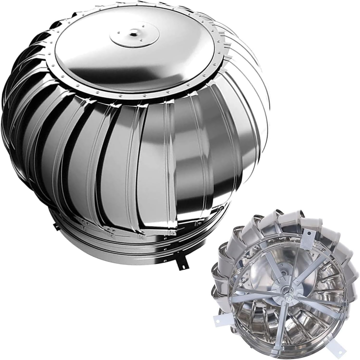 Roof Wind,Stainless Steel Turbine Ventilator Vents 360° Rotation Without Power Roof Ventilator, High-Speed Bearings, Rainproof Rustproof Durable Chimney Farm Chimney Cowl (Size : 11cm)