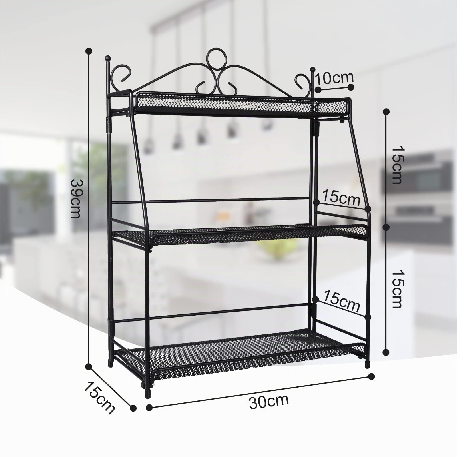 Uten Portaspezie a 3 Ripiani, Porta Spezie da Cucina, Portaspezie Salvaspazio, Supporto Porta Spezie, Pieghevole, Organizer per Cucina, Bagno e Camera da Letto