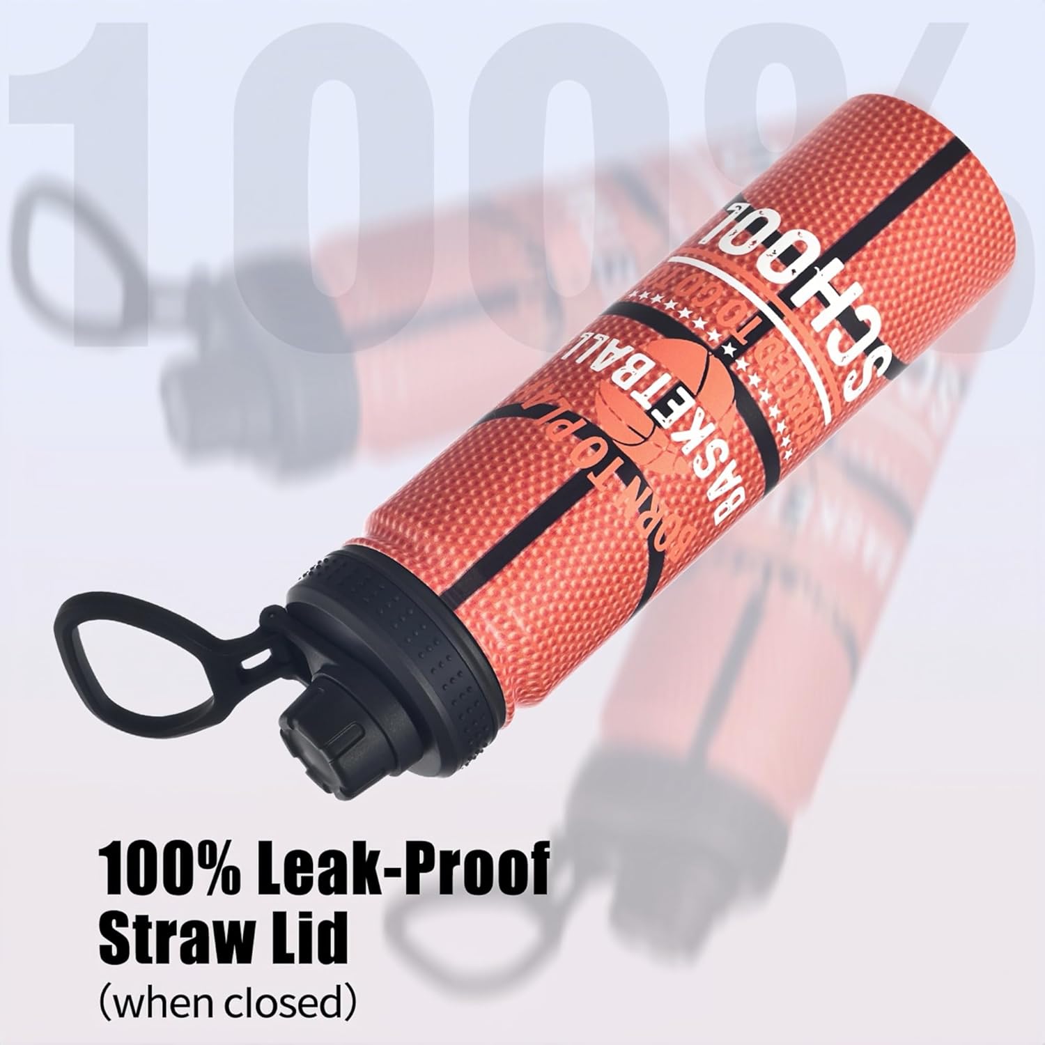 Basketball Water Bottle, 24 oz Insulated Stainless Steel Sports Bottle with Straw, Basketball Stuff Gifts for Boys - Image 3