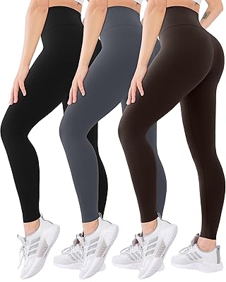 Blisset 3 Pack High Waisted Leggings for Women with Pockets Soft Active Tummy Control Pants for Yoga Running & Daily Wear