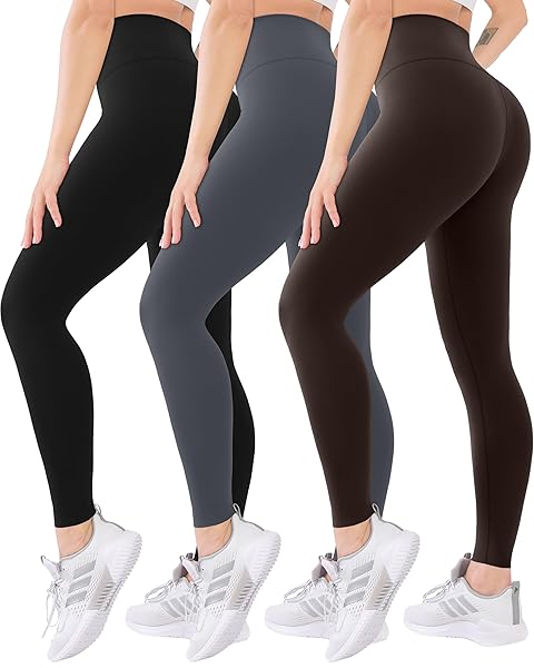 Blisset 3 Pack High Waisted Leggings for Women with Pockets Soft Active Tummy Control Pants for Yoga Running & Daily Wear