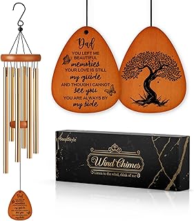 SteadStyle Memorial Wind Chimes - Memorial Gifts for Loss of Dad, Sympathy Gift for Loss of Father, Bereavement Gifts for Loss of Father,Memory Wind Chimes Black or Brown (Brown)