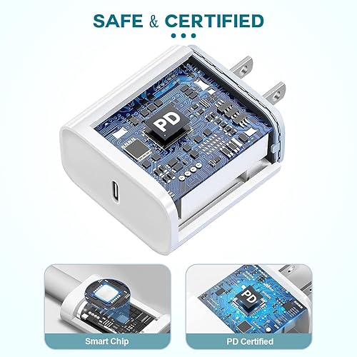 Miniatura 4 de Cargador rápido para iPhone, cargador de iPhone de carga rápida, paquete de 2 bloques de cargador de pared USB C, cargadores rápidos para iPhone de