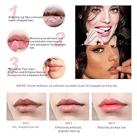 Lip Scrub Brush,Lip Scrubber Exfoliator,Double-Sided Silicone Lip Exfoliating Tool,Gentle Lip Exfoliator Scrubber Brush for Smooth,Soft,Bright,and Healthy Lips(2 PCS)