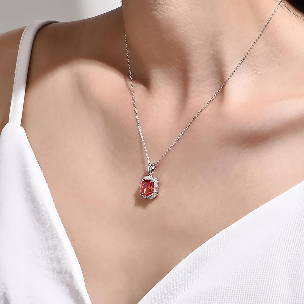 Amazon.com: PHNIBIRD 4ct Created Ruby Necklace Sterling