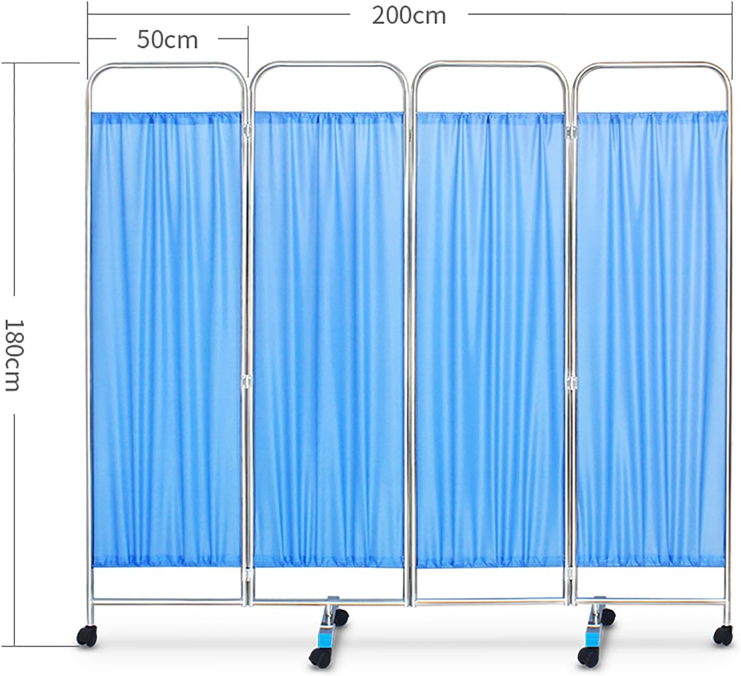 Stainless Steel Medical Privacy Screen, Foldable Privacy Curtains,with Pulley Can Be Moved,Foldable Storage, Suitable for Emergency Room, Ward, ICU Monitoring Room Divider