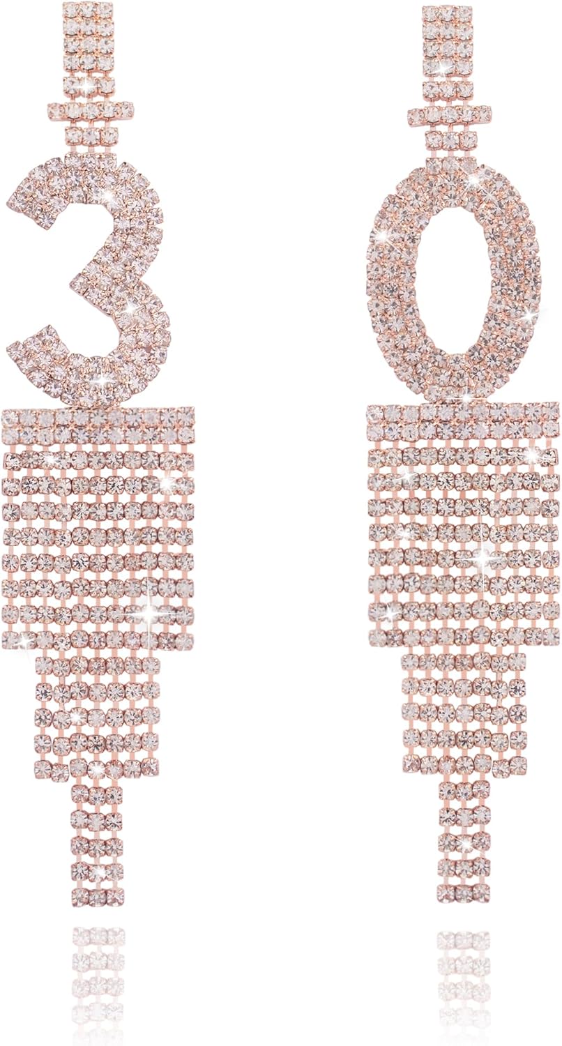 Ieda 30th Birthday Earrings with Long Tassel for Decorations