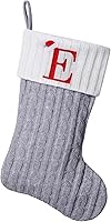 Vista 38 de Medias de Navidad con monograma de punto gris de 19.5 pulgadas. Calcetines de Navidad con inicial personalizadas, decoración de fiesta de Navidad