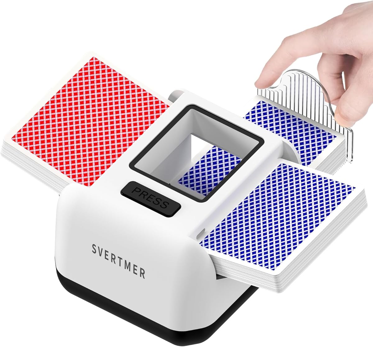 Automatic Card Shuffler|1-2 Deck Electric Card Shuffle Machine|Portable Rechargeable Batteries of Poker,Blackjack,Uno,Skip-Bo,Phase 10 More Playing Shuffler for Home Game,Travel