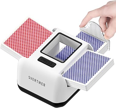 Automatic Card Shuffler|1-2 Deck Electric Card Shuffle Machine|Portable Rechargeable Batteries of Poker,Blackjack,Uno,Skip-Bo,Phase 10 More Playing Shuffler for Home Game,Travel