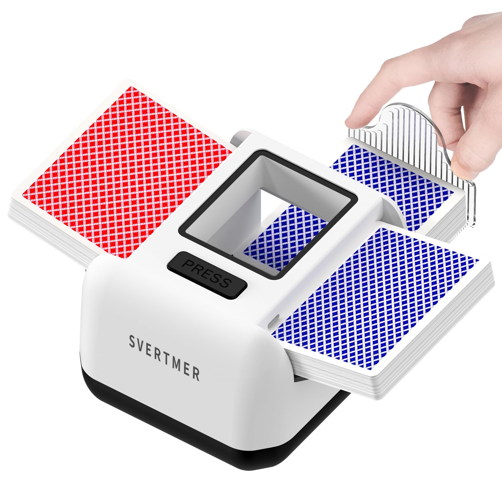 Automatic Card Shuffler|1-2 Deck Electric Card Shuffle Machine|Portable Rechargeable Batteries of Poker,Blackjack,Uno,Skip-Bo,Phase 10 More Playing Shuffler for Home Game,Travel