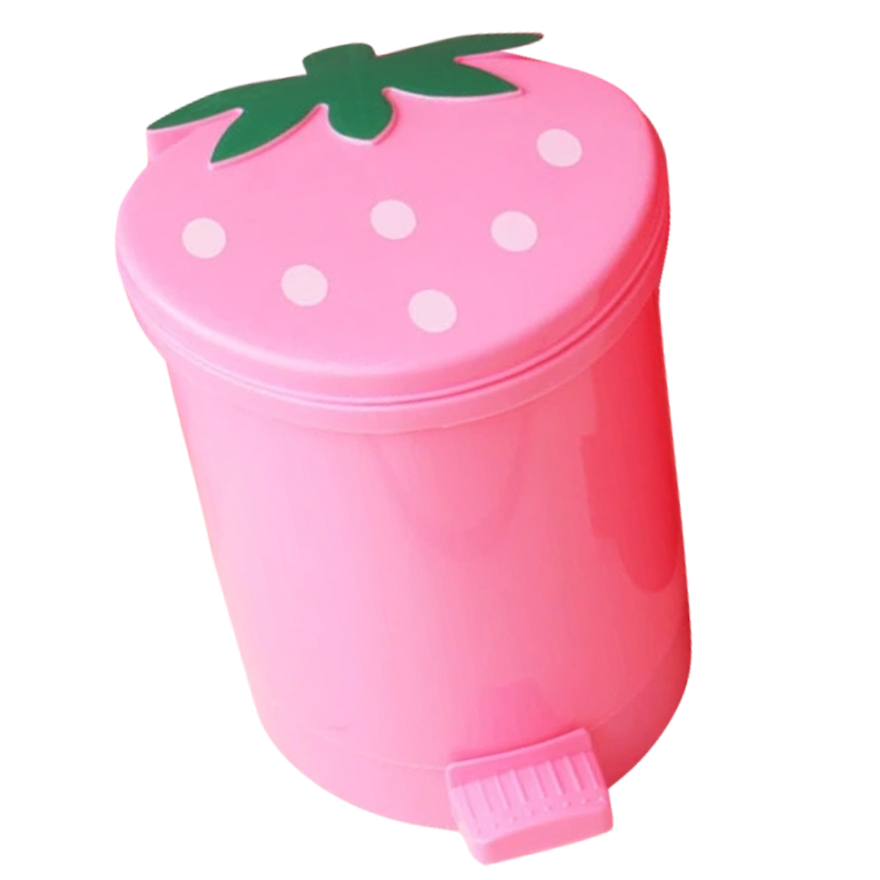 Image of Desktop Trash Can, Pink Plastic Container with Lid, Mini Size for Home Office, Creative Decor