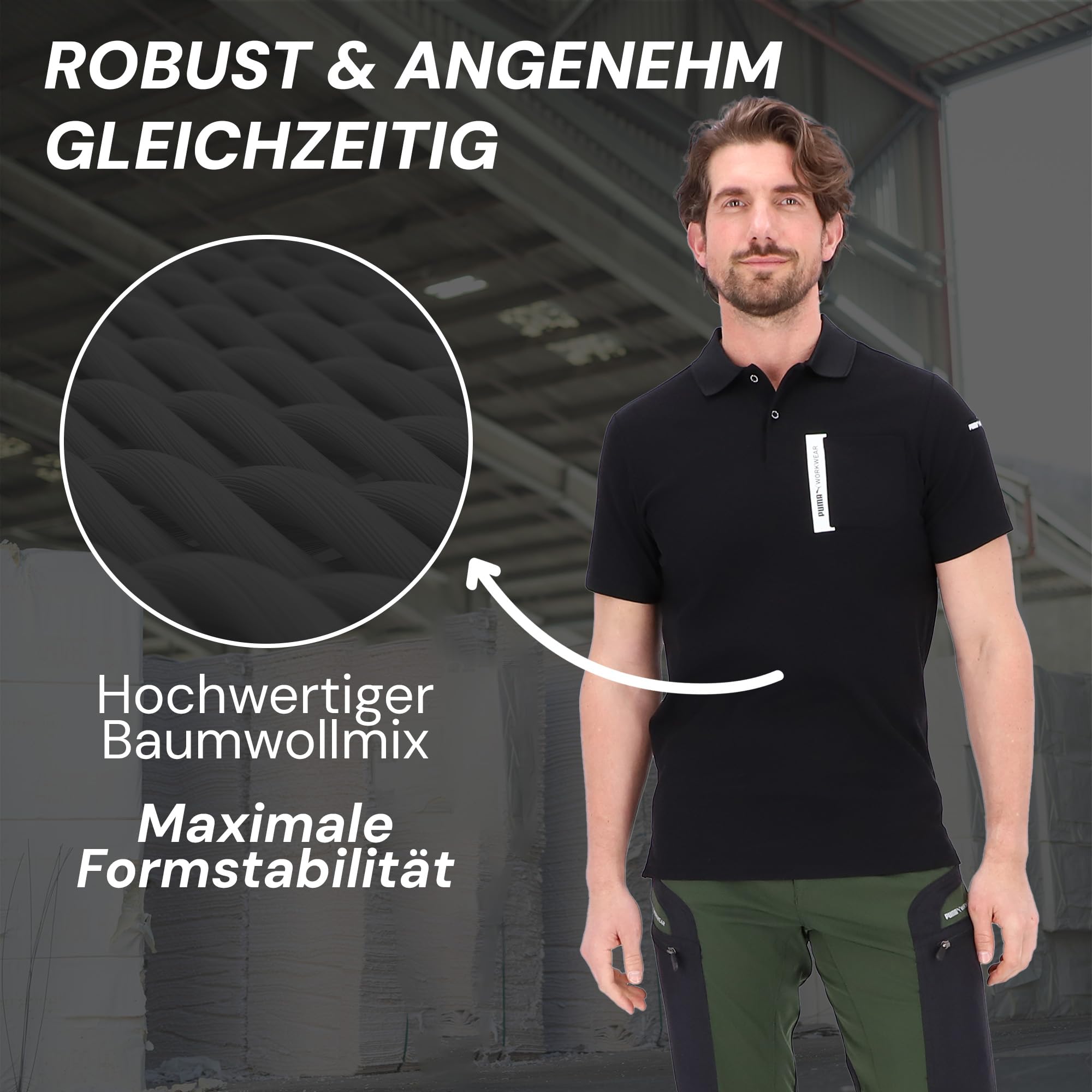 PUMA Workwear Advanced Collection - Polo da uomo a maniche corte, tasca sul petto e scomparto utility sulla spalla, tessuto resistente e traspirante, per artigianato e logistica