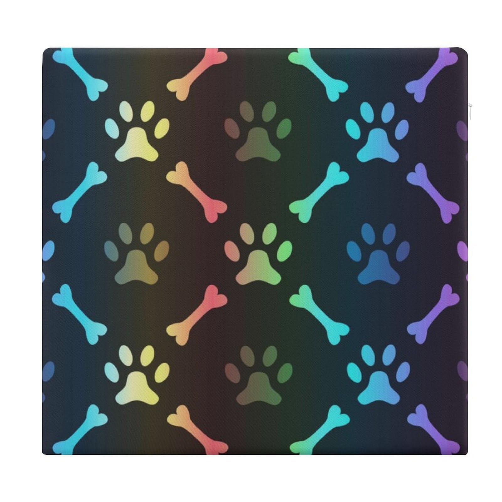 JZemdybill Chair Pad, Colorful Bones And Paw Seat Pad, Square Chair Cushion for Yoga Living Room Balcony